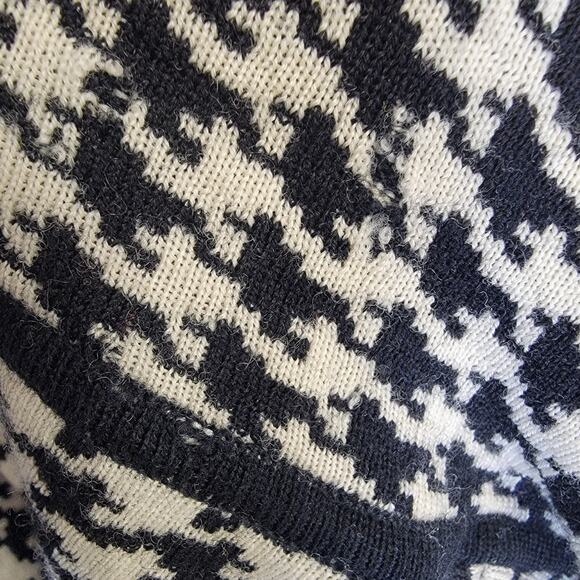 Kate Hill Italian Merino Wool black ivory cream Houndstooth stretchy blazer med - Picture 6 of 8